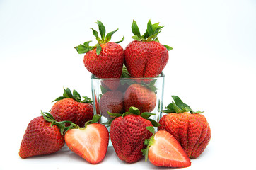 beautiful strawberries hight vitamin for healthy on a white background