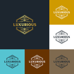 luxury premium vector logo with golden ornament