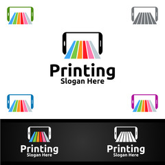 Obraz premium Mobile Printing Company Vector Logo Design for Media, Retail, Advertising, Newspaper or Book Concept