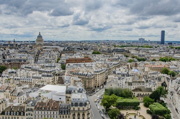 Fototapeta na wymiar View from the towers of Notre Dame Cathedral, Paris, France.