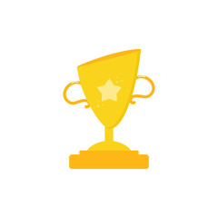 Golden challenge cup, trophy, prize vector icon, illustration.