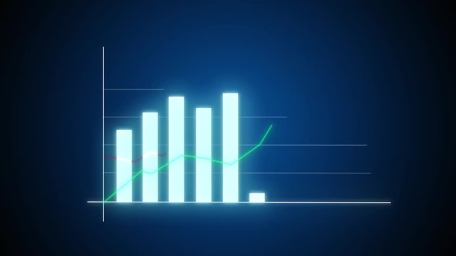 Infographic animation video 4k, rising and downward arrow with bar chart presentation.