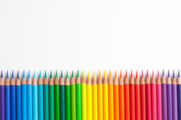 Color pencils isolated on white background.Close up.