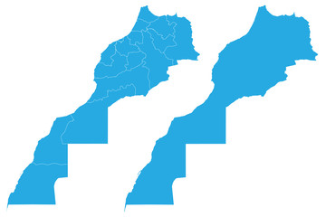 Map - Morocco Couple Set , Map of Morocco,Vector illustration eps 10.