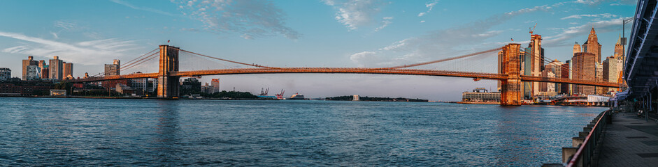 Fototapeta na wymiar Panoramic view of Brooklyn Bridge from Manhattan NYC