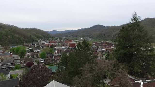 Harlan County Kentucky Town Drone Shot in Slow Motion
