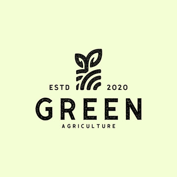 Retro Vintage Agriculture, Eco farm logo design vector illustration