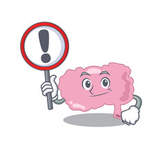 A cartoon icon of brain with a exclamation sign board