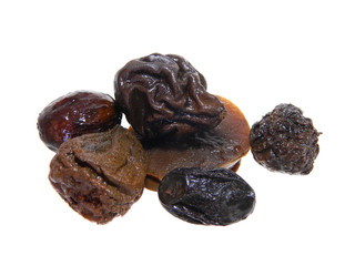 dried fruits isolated on white background