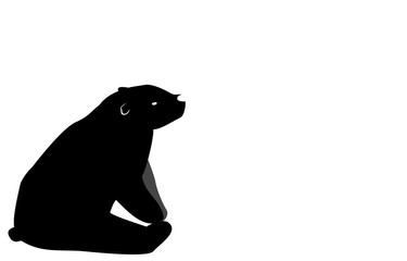  座って右を向く白くまのイラスト
