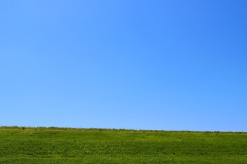 爽やか　青空　堤防　風景　杤木　渡良瀬