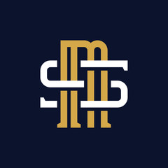 Initial Letter MS SM Monogram Logo Design