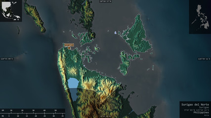 Surigao del Norte, Philippines - composition. Relief