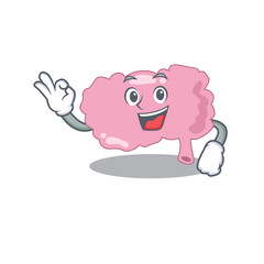 Brain mascot design style showing Okay gesture finger