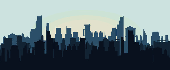 Silhouette of the city.Modern city landscape banner Vector illustration