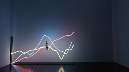 Office Worker Presentation Line Graph