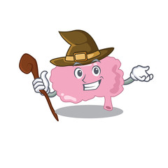 Brain funny but sneaky witch cartoon character design