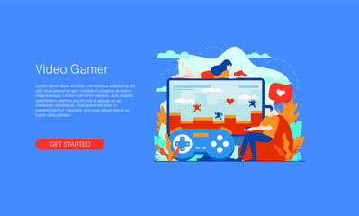 Video game development vector illustration concept template background isolated can be use for presentation web banner UI UX landing page