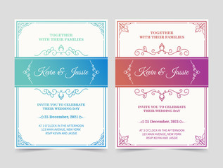 Modern vintage gradient vector invitation card template	
