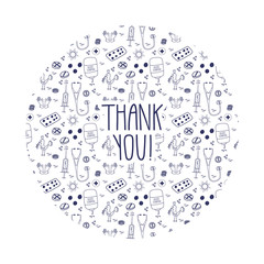 Doodle donation concept. Vector Thank you page for charity, support and aid organisation.