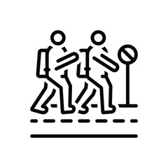 Black line icon for crosswalk