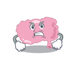 A cartoon picture of brain showing an angry face
