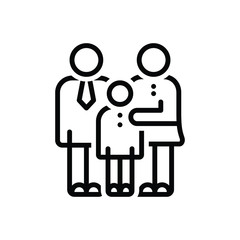 Black line icon for parents with kids stick
