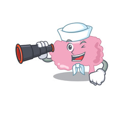 A cartoon picture of brain Sailor using binocular