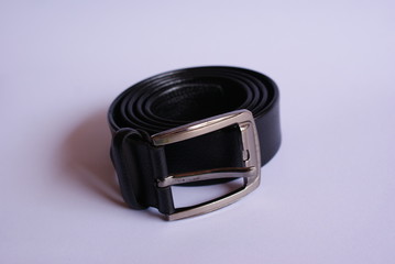 Dark Brown Leather Belt Isolated On White background
