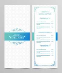 Modern menu Layout with Ornamental Elements.	
