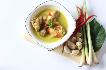 chicken typical opor indonesia isolated on background