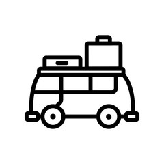 suitcase stuff by bus icon vector. suitcase stuff by bus sign. isolated contour symbol illustration
