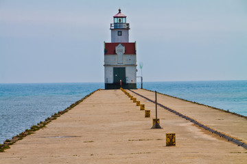 The Kewaunee Pierhead Lighthouse on The Kewaunee River and Lake Michigan, Kewaunee, Wisconsin, USA