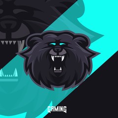 Black Bear mascot logo design vector with modern illustration concept style for badge, emblem and t shirt printing. Angry bear illustration for sport and e-sport team.