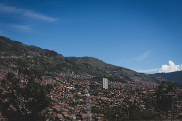 Fototapeta na wymiar Medellín, Antioquia / Colombia. February 25, 2018. Poor neighborhood of Medellin