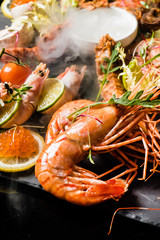 shrimps on stone plate