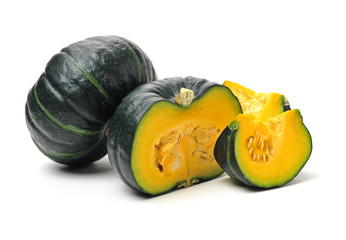 Green mini pumpkin isolated on the white background .