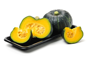 Green mini pumpkin isolated on the white background .