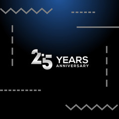 25 Years Anniversary White Number Vector Design