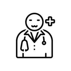Black line icon for physician