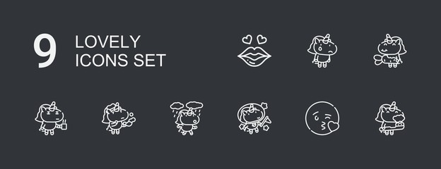 Editable 9 lovely icons for web and mobile