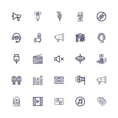 Editable 25 audio icons for web and mobile