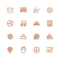 Editable 16 wheel icons for web and mobile