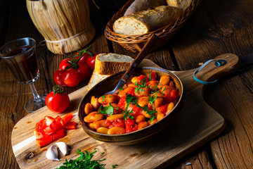Rustic giant beans with fresh tomato sauce