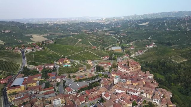 Village of Barolo Winery Wine Country Italy Drone Aerial Footage