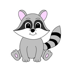 Cartoon cute raccoon. Vector illustration for children.
