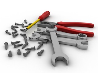 3d illustration hardware tools details
