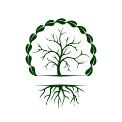 Green Tree icon isolated on white background