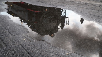 Black and red steam locomotive at Brocken railway station in Harz Mountains