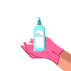 Sanitizer. Disinfectant. Hand hygiene during a pandemic. Hand gel, spray vector illustration